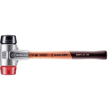 Maillet HALDER SIMPLEX Caoutchouc chargé / plastique avec boîtier en aluminium et manche en bois - D=50 mm - 3126.050