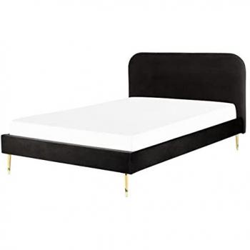 Lit double en tissu noir 160x200 - Style Contemporain