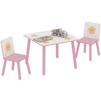 Table de Jeu Enfant - AIYAPLAY - Motifs Étoiles - Bois Rose - 60 x 60 x 44 cm
