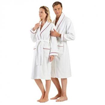 Robe da bagno in cotone turco 100% con tessuto terry, coprispalle a scialle, capo unisex per uomo e donna, assorbente, 1 pezzo