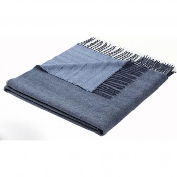 Wollgemisch Denim-Plaid-Cov – Biederlack 130 × 170 cm