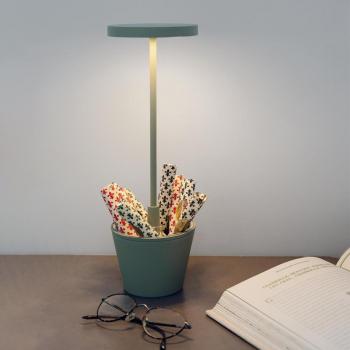 Lampada LED da esterno ricaricabile Zafferano Poldina Reverso Salvia