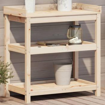 Table de rempotage en bois massif de pin avec étagères 82,5x45x86,5 cm