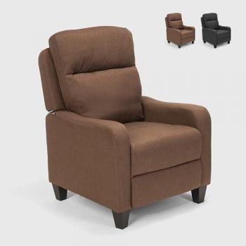 Fauteuil relax inclinable avec repose-pieds en tissu - Marron