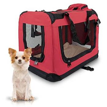 Mobiclinic Balú Transportín para Mascotas | Transportín para Perros, Gatos, Conejos, Cobayas | Transportín Portátil y Transpirable | Talla S | Soporta 8 kg | 50x34x36 cm | Plegable | Rojo