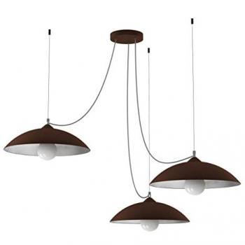 Lumicom Dream Lámpara Pendiente 3x E27, Max 42W, Metal Corten Marrón/Hoja Plata, D.40cm