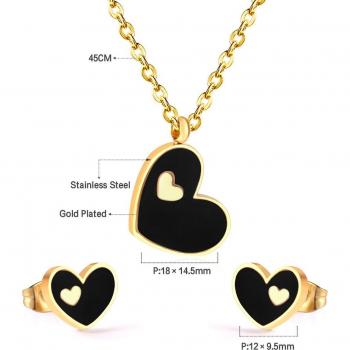 Set de joyería de acero inoxidable para mujer, collar con colgante en forma de corazón y aretes