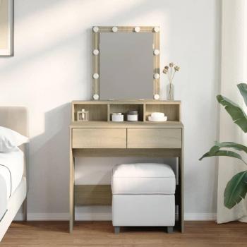 Vidaxl Coiffeuse LED Chêne Sonoma 80x41x144,5 cm