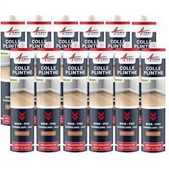 Mastic Colle Plinthes bois, carrelages, parquet, marches, seuils : ARCAMASTIC JOINT ET COLLE - 12 x 290 ML - Terre Cuite
