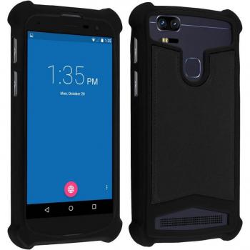 Carcasa de Silicona Efecto Cuero Negra para Móviles de 5.3 a 5.6