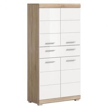Xonox.home Midischrank weiß Hochglanz/ Sonoma Eiche hell B/H/T: 74x141x31 cm
