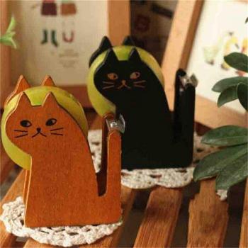 Lustiger Holzbandspender mit Katzenmotiv