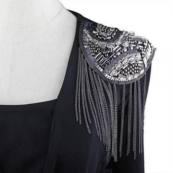 Handgefertigte Blazer-Schulterklappe, große Größe, mit Schmuck und Quaste