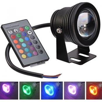 High Waterproof IP68 12V 10W Outdoor LED Underwater Pool Lamp with 24-Key IR Remote Controller