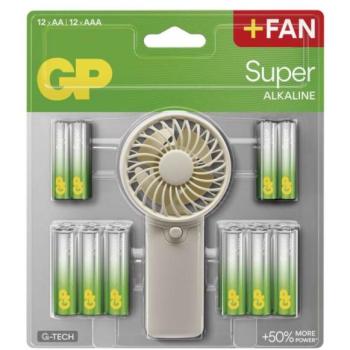 Portable Mini Fan with 24 Batteries (12 AA + 12 AAA)