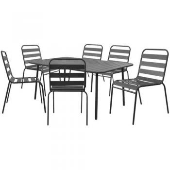 Ensemble repas de jardin Bilbao - 6 places - Métal gris