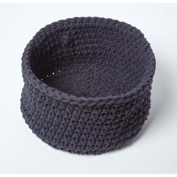 Homescapes - Gestrickter Aufbewahrungskorb, 100% Baumwolle, schwarz, 37 x 21 cm