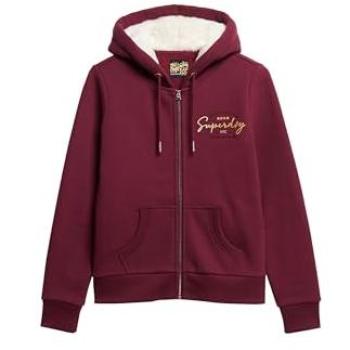 Superdry Felpa Zip Metallic Logo – Lusso Donna (Burgundy)