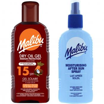 Malibu Żelowy Olejek SPF15 200ml + Spray Po Opalaniu 200ml