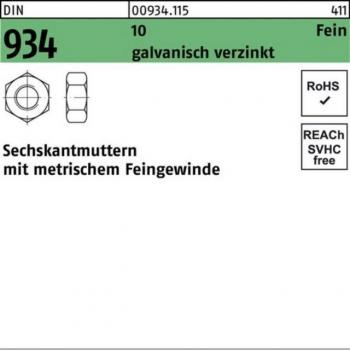 Galvanisch verzinkte Sechskantmutter M14 DIN 934 100er Pack
