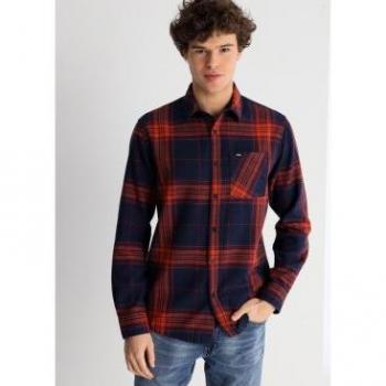 Camisa Casual de Cuadrícula Azul Lois
