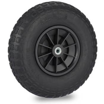 Ruota di Ricambio per Carriola 4.00-6, Gomma Antiforatura, Cerchione in Plastica, Fino a 100 kg, Nero