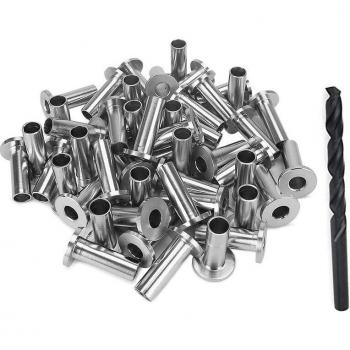40 Pack T316 Stainless Steel Wire Rope Cable Railing Protector Sleeves with Drill Bit for 1/8 Inch DIY Balustrade