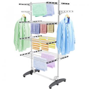Etendoir à Linge Pliable 4 Niveaux Gris