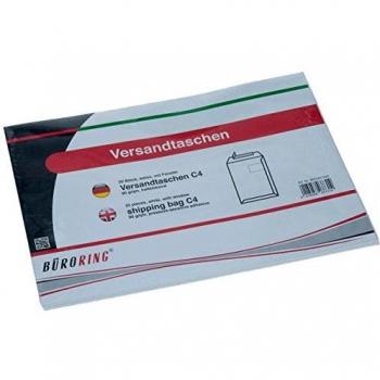 Versandtasche DIN C4, haftklebend, mit Fenster, 90g/qm, weiß, 25 Stück