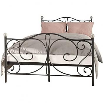 Letto Elmira 101, Doppio, Metallo Nero con Rete a Doghe, 140x200 cm