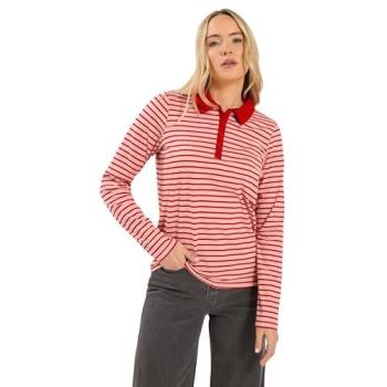 Long Tall Sally Women's Tall Pink Stripe Polo Shirt, 22-24
