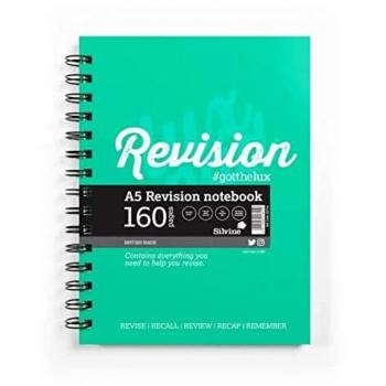 Silvine Revision Notebook Twinwire A5 Green Pack 5 EX754 95449SC