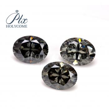 Pendientes de Moissanita Gris Ovalada VVS1