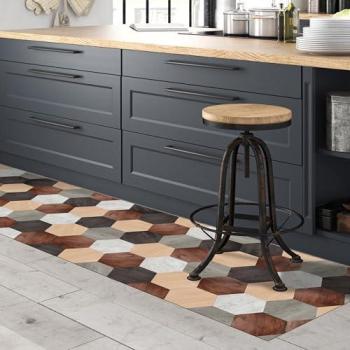 Alfombra de vinilo antideslizante madera mixta 50x180 cm