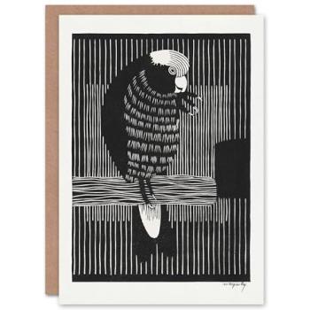 Stylized Black Cockatoo Bird Card by Artery8