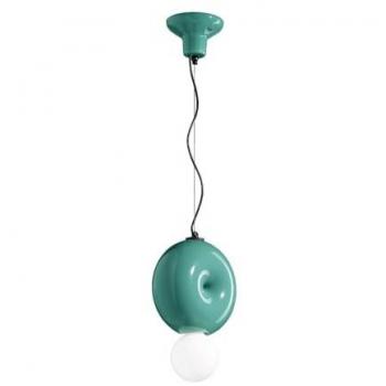 Ferroluce Sospensione Vintage Decò Bumbum Ceramica Turchese 1 Luce E27