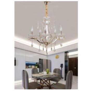 Trade Shop Traesio - Lampadario Soffitto a Sospensione Classico 5 Bracci E14 Effetto Cristallo A60-5