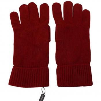Dolce & Gabbana Red Cashmere Knit Gloves - Size 9