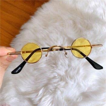 Mini Round Fishing Sunglasses - Metal Frame in Gold, Black, and Red
