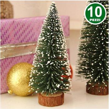 Set di 10 Mini Alberi di Natale Innevati 12cm Addobbi Natalizi