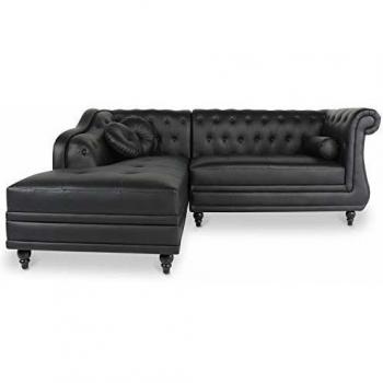 Canapé d'angle gauche Chesterfield Empire Noir