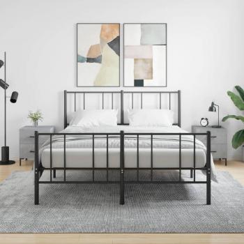 Mesa de Dormitorio con Madera Multicapa y Hormigón Gris 40x35x47,5 cm (2 piezas)