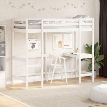 Loft Bed with Desk White 80x200 cm Solid Pine Wood