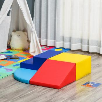 HOMCOM 4-piece Soft Play Set Climb and Crawl Foam Toddler Stairs and Ramp