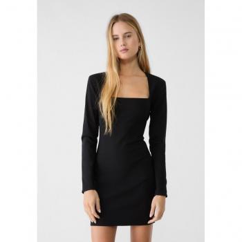 Vestito corto scollo quadrato Stradivarius nero L
