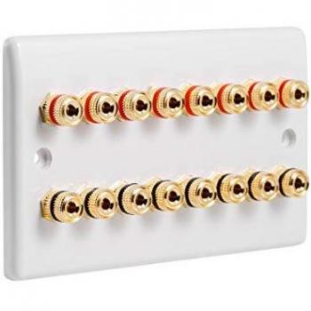 Slimline White AV Speaker Panel with Gold Binding Posts