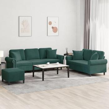 Vidaxl Sofá Triple Verde Oscuro