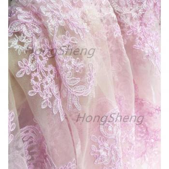 125x100CM Pink Lady Dress Applique DIY Headdress Scarf Veil Embroidered Lace Fabric Patch Curtain Table Cover