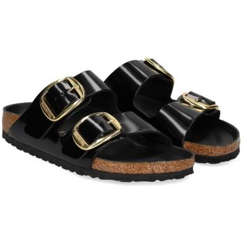 Birkenstock Arizona Big Buckle Natural Leather Patent Black Sandals for Women, Size 5 UK