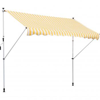 Outsunny Toldo Manual Retráctil para Exterior 300x150x170-280 cm Toldo Enrollable Altura Ajustable con Manivela Protección Solar para Terraza Balcón Jardín